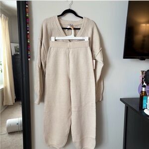 Sincerely Jules For Bandier Cream Cardigan Pants Knit Set Women’s Size Small